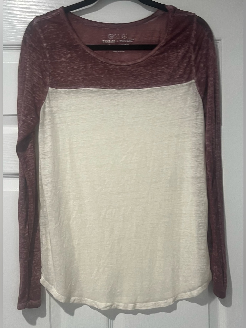 Threads 4 Thought Mauve and Cream Long-Sleeve Colorblock Tee